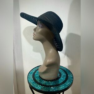 Wide Brim Floppy Hat - Bkack on Black Stripe, opaque and translucent